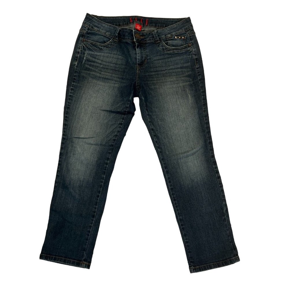 ELLE Jeans Women's Size 12 Stretch Cotton Blend Stitching on Back Pockets Blue F